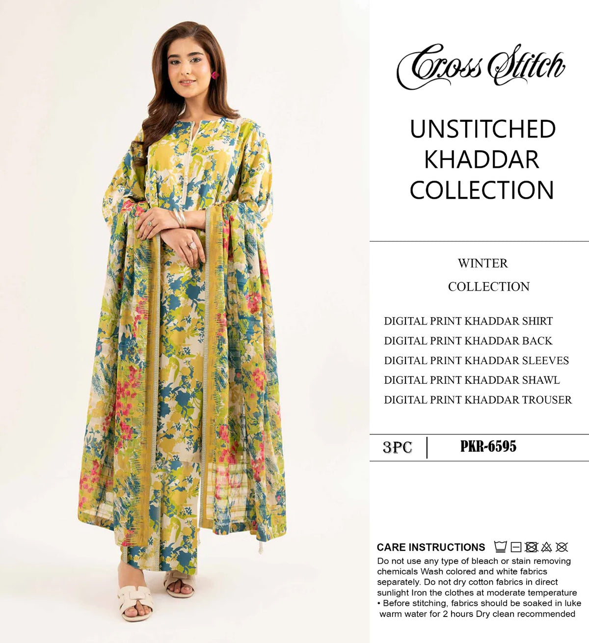 CROSS STICH KHADDAR  3PC