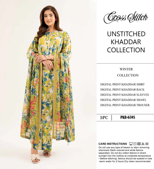 CROSS STICH KHADDAR  3PC