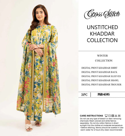 CROSS STICH KHADDAR  3PC