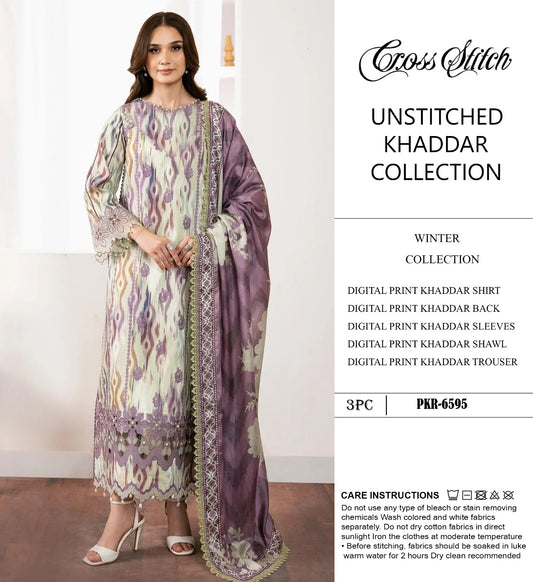 CROSS STICH KHADDAR  3PC