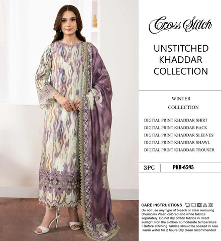 CROSS STICH KHADDAR  3PC