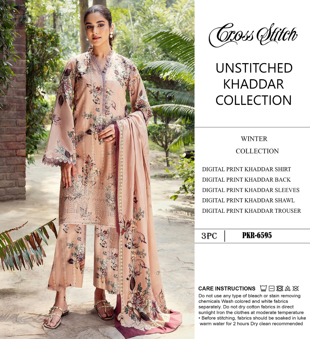 CROSS STICH KHADDAR  3PC