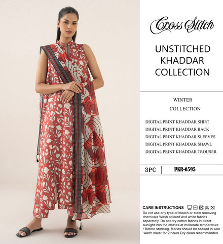 CROSS STICH KHADDAR  3PC