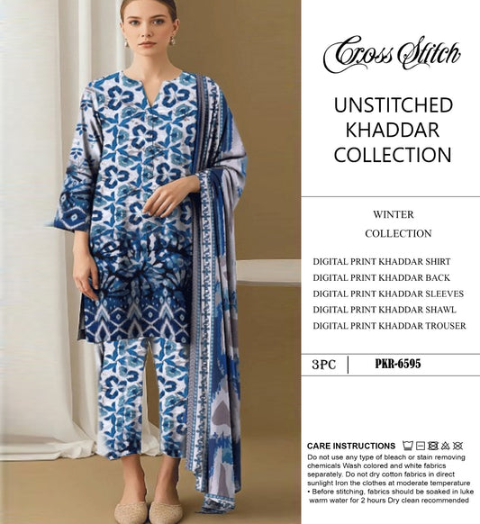 CROSS STICH KHADDAR  3PC