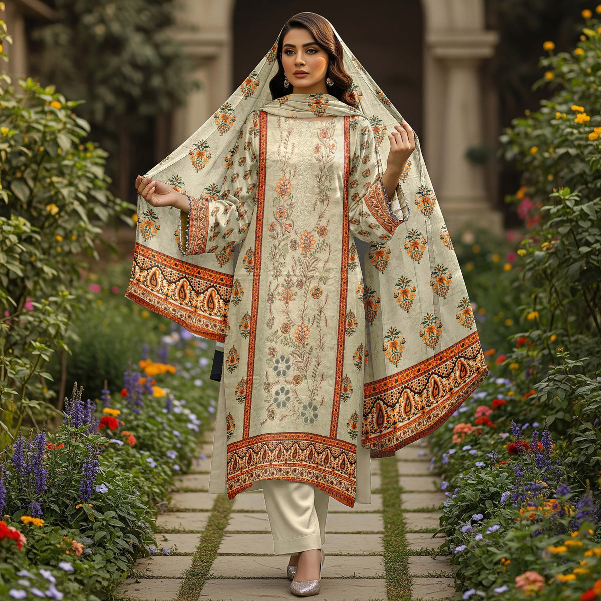 AJ EMB 3PC LINEN D-3619