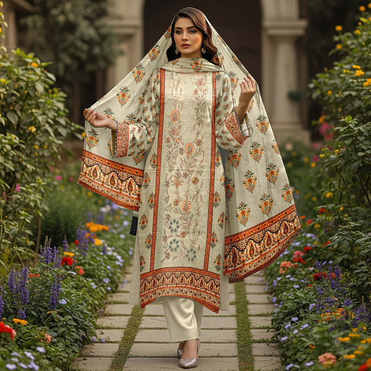 AJ EMB 3PC LINEN D-3619
