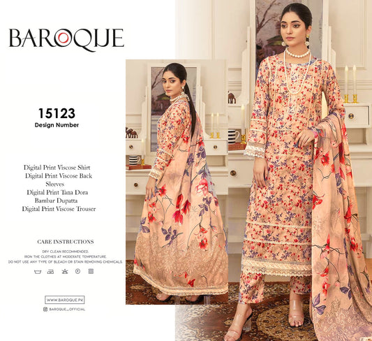 BAROQUE 3PC VISCOS BAMBAR DUPATTA D#15123