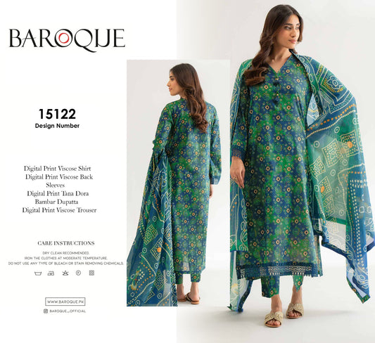 BAROQUE 3PC VISCOS BAMBAR DUPATTA D#15122