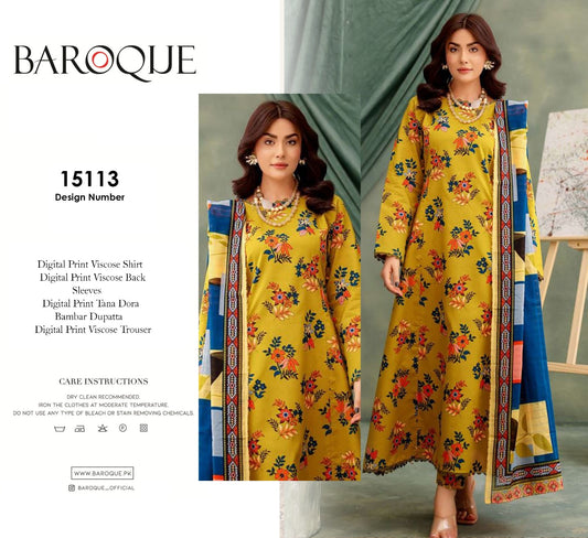 BAROQUE 3PC VISCOS BAMBAR DUPATTA D#15113