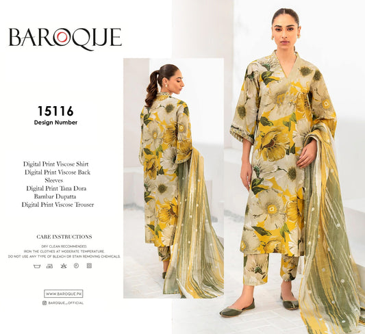 BAROQUE 3PC VISCOS BAMBAR DUPATTA D#15116