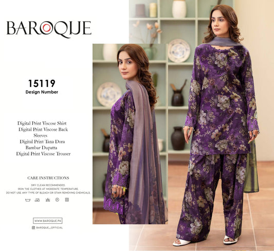 BAROQUE 3PC VISCOS BAMBAR DUPATTA D#15119