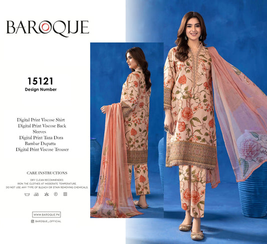 BAROQUE 3PC VISCOS BAMBAR DUPATTA D#15121
