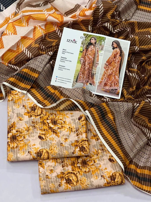 Iznic 3pc Lawn Voile Dupatta