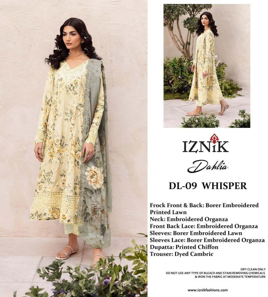 Iznic 3pc Lawn Printed Chifoon Dupata