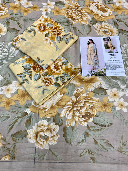Iznic 3pc Lawn Printed Chifoon Dupata