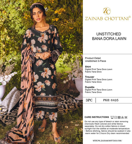 zainab chotani 3 pcs lawn bana dora