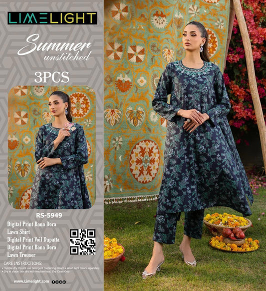lime light 3 pc lawn bana dora