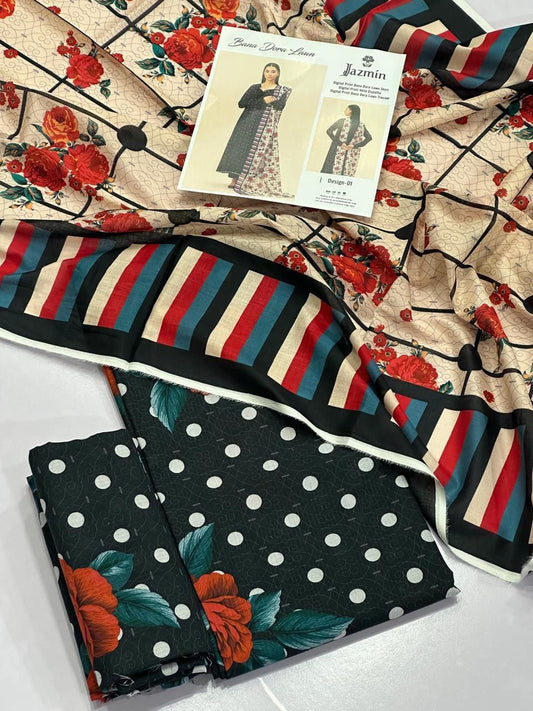 jazzmin 3 pc lawn bana dora