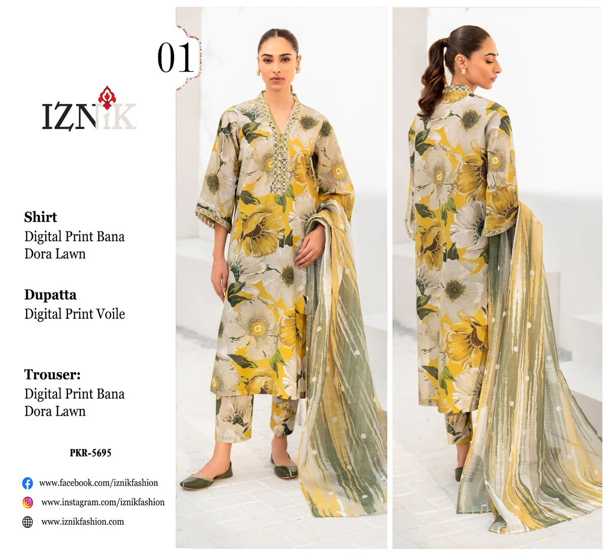 iznic 3 pc bamber chiffon dupatta