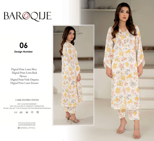 barooque 3 pc lawn voile dupatta