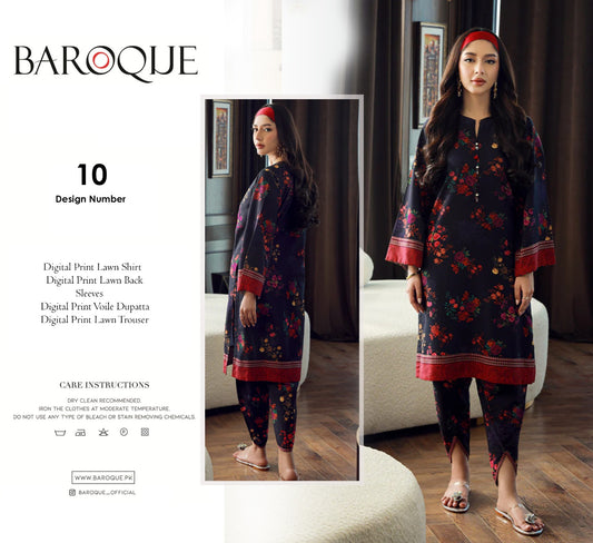 barooque 3 pc lawn voile dupatta