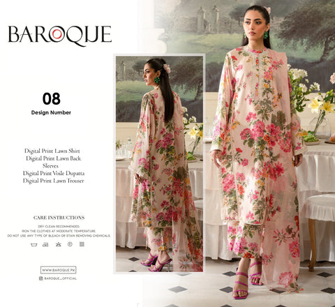 barooque 3 pc lawn voile dupatta