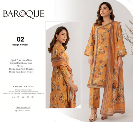 barooque 3 pc lawn voile dupatta