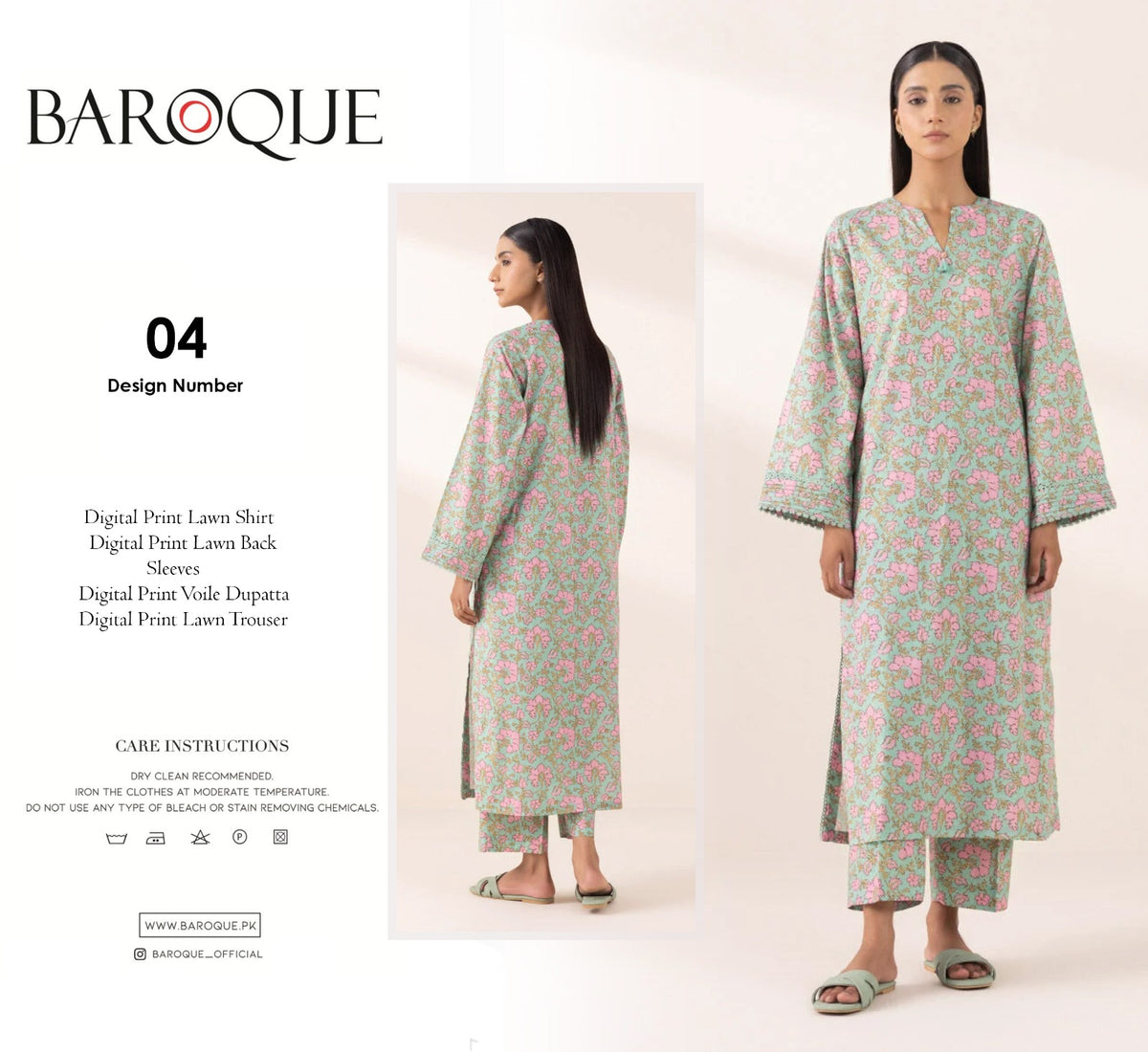 barooque 3 pc lawn voile dupatta