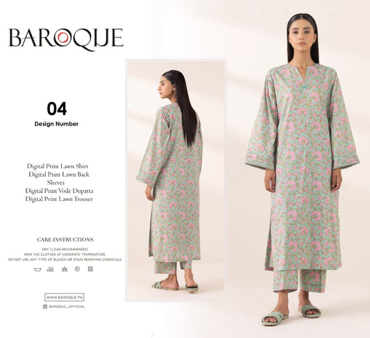 barooque 3 pc lawn voile dupatta