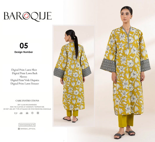 barooque 3 pc lawn voile dupatta