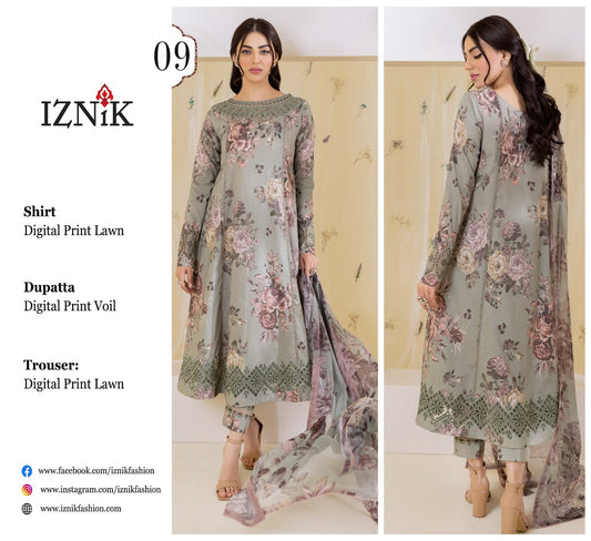 Iznic 3pc Lawn Voile Dupatta