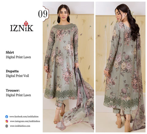 Iznic 3pc Lawn Voile Dupatta