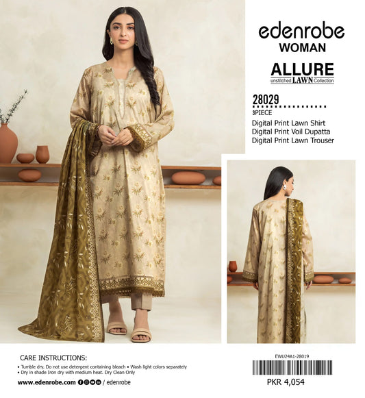 Edenrobe 3pc Lawn Voile Dupatta