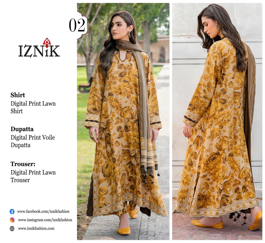 Iznic 3pc Lawn Voile Dupatta