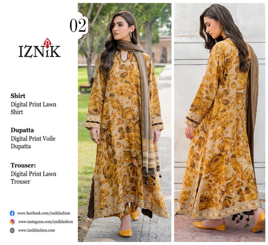Iznic 3pc Lawn Voile Dupatta
