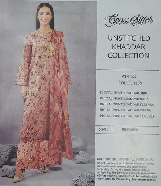 CROSS STICH KHADDAR  3PC