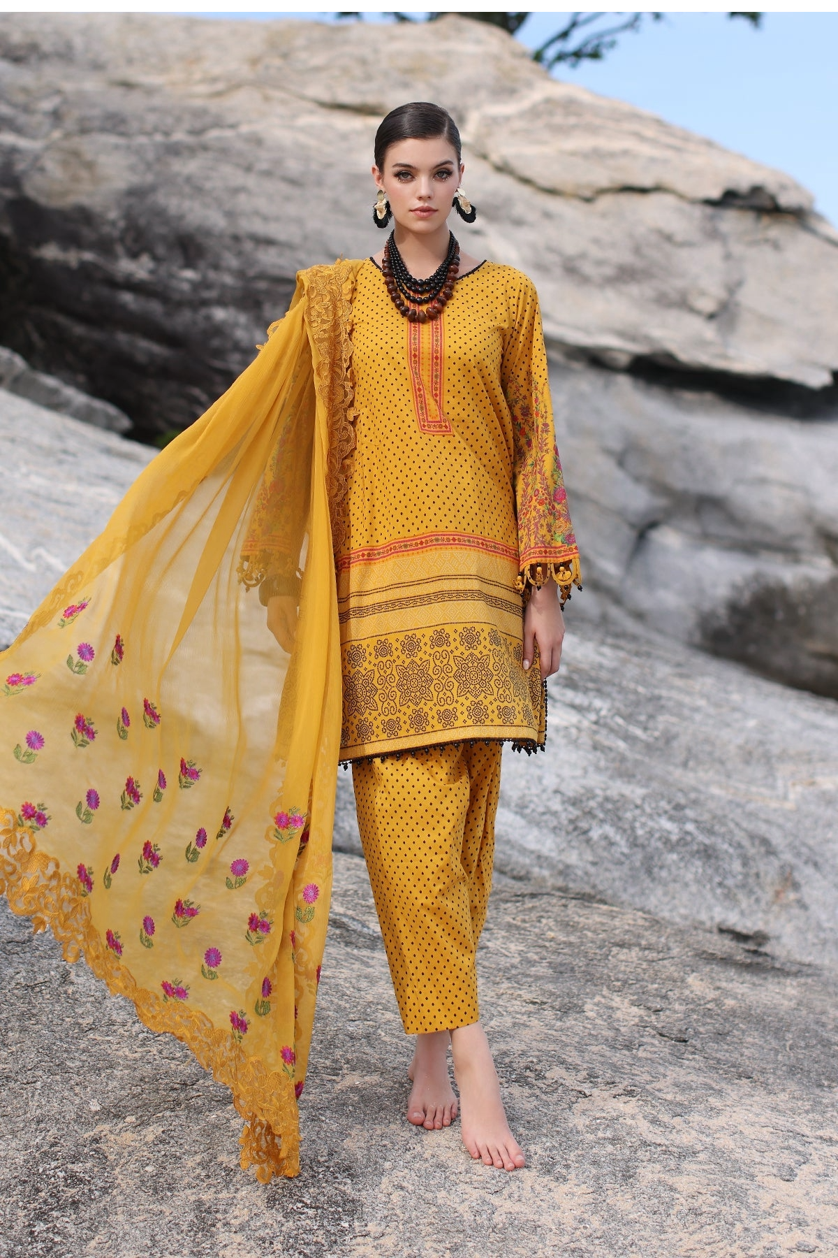 CHARIZMA 3PC LAWN CHIFOON DUPATTA